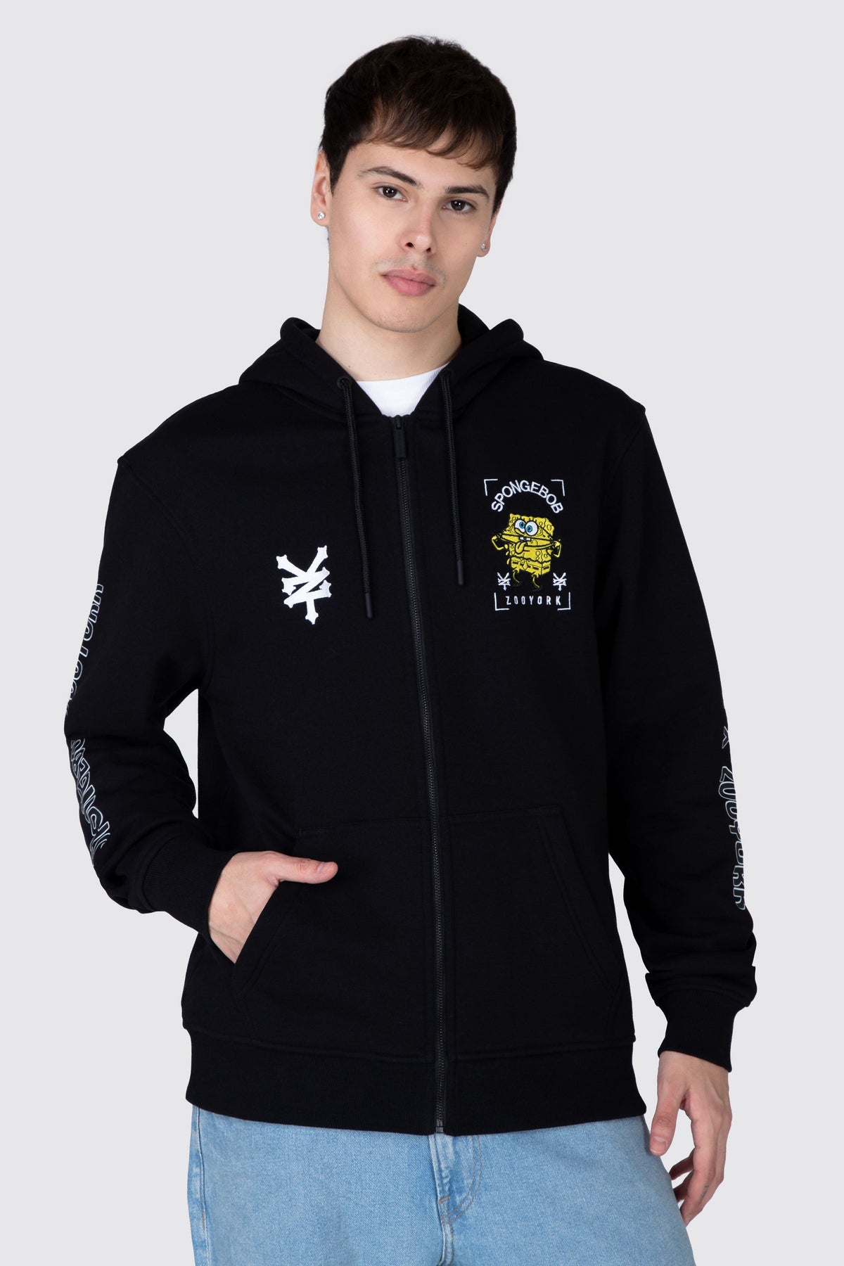 Poleron Zip Bob Esponja Border Block Negro Zoo York