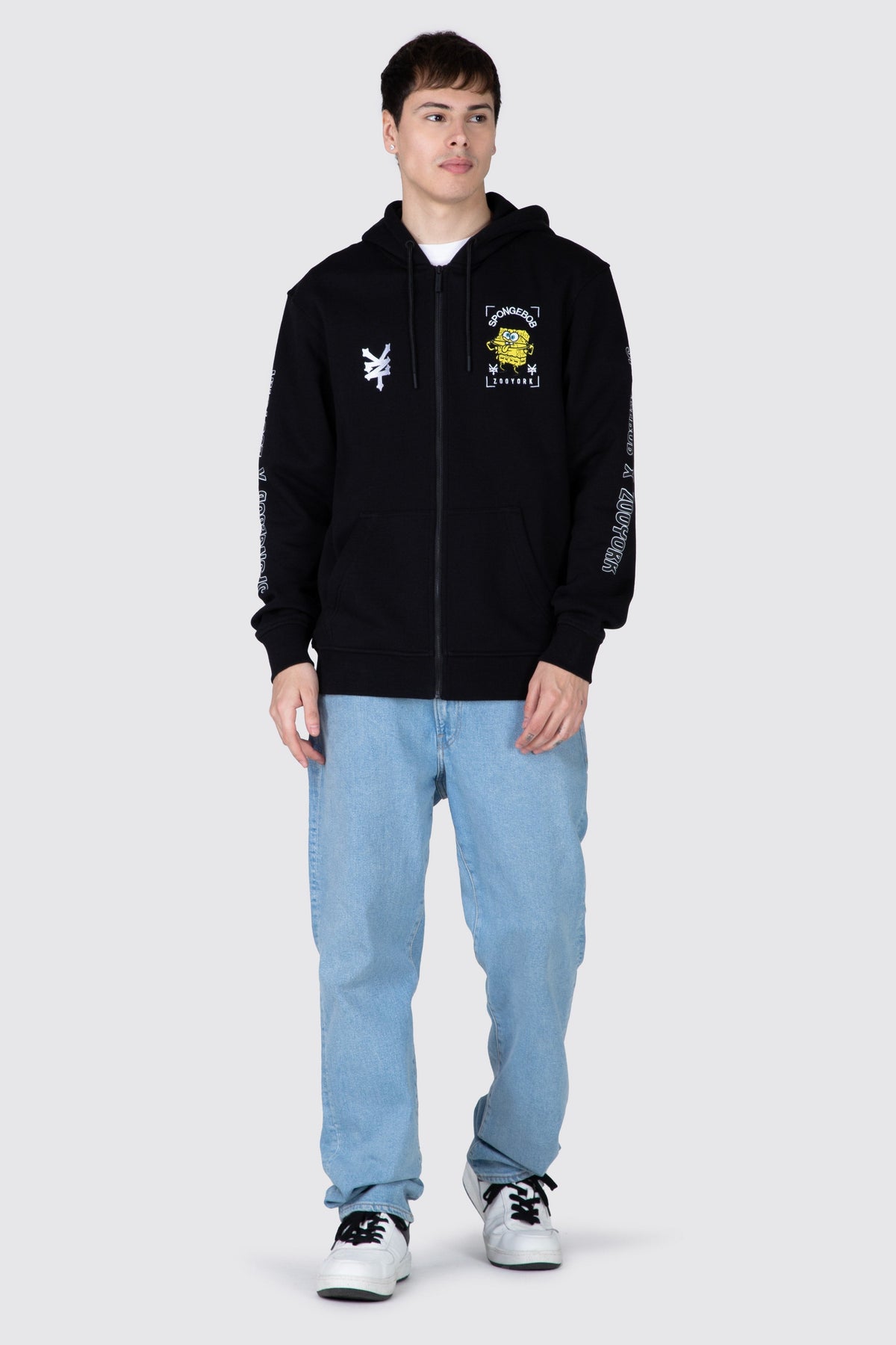 Poleron Zip Bob Esponja Border Block Negro Zoo York