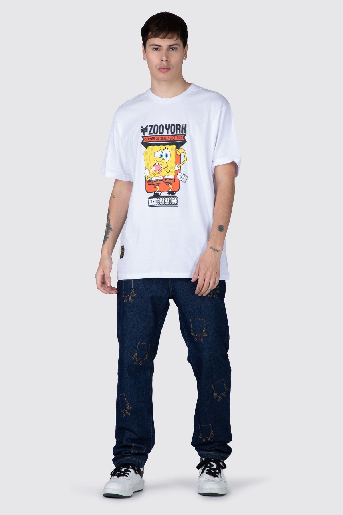 Polera M/C Bob Esponja Squeeze Blanco Zoo York