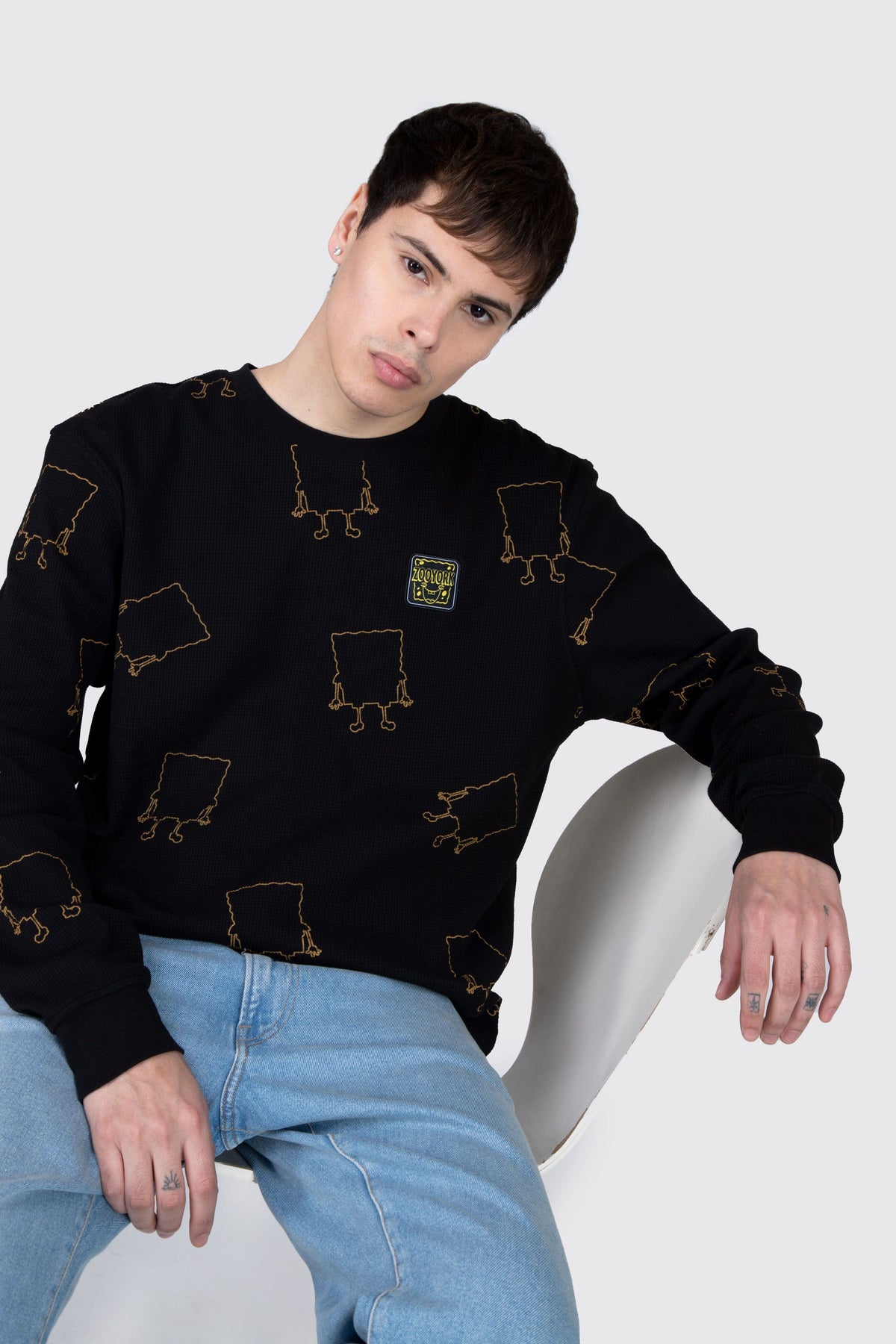 Polera M/L Bob Esponja Contour Negro Zoo York 