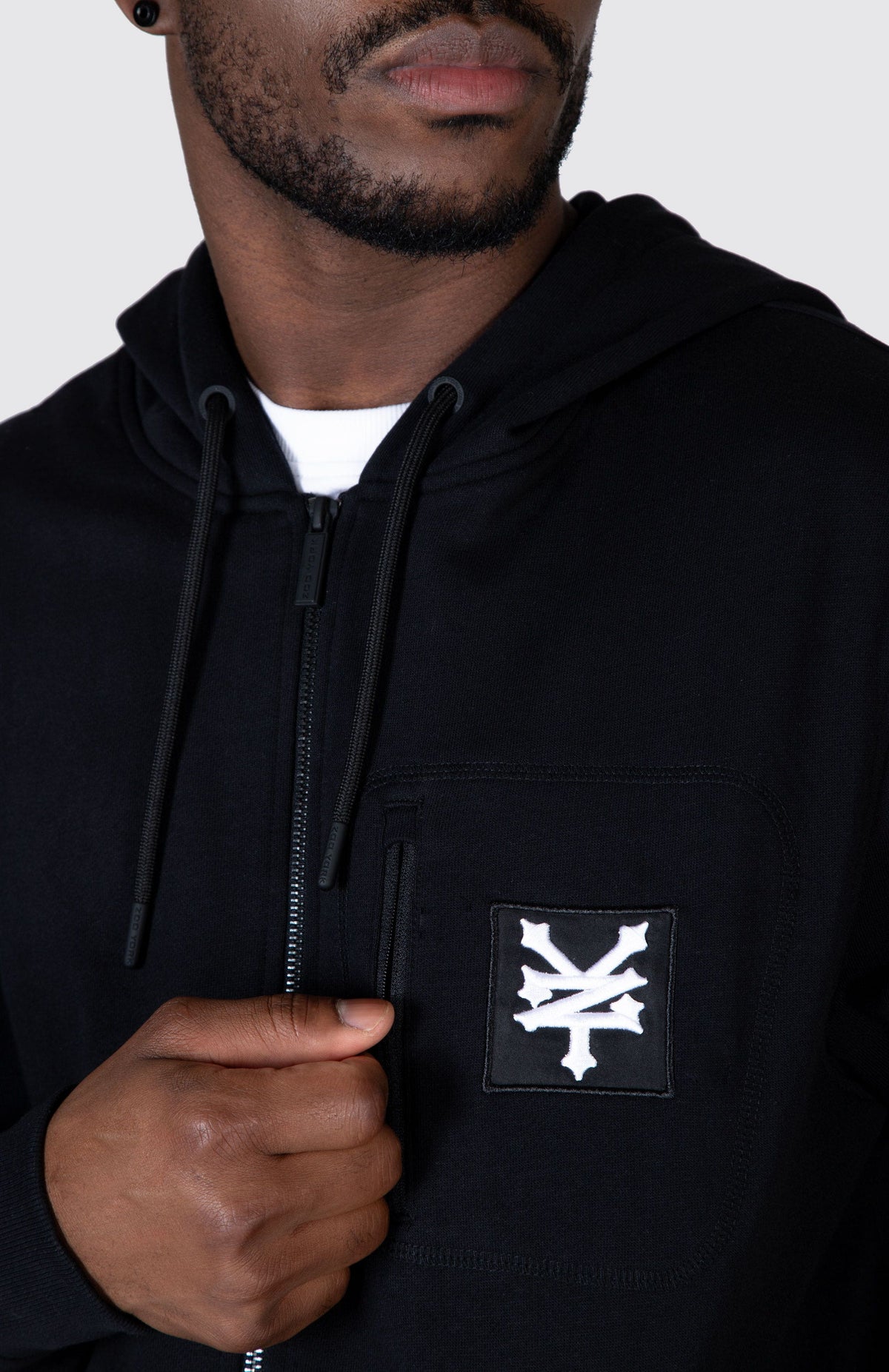 Poleron Zip Distinct Negro Zoo York