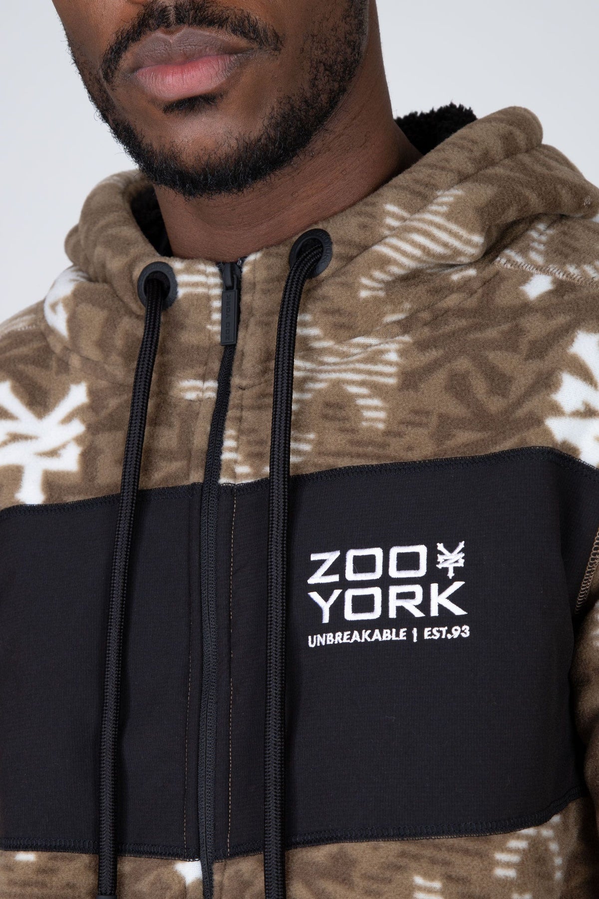 Poleron Fur Zip Inside Beige Zoo York