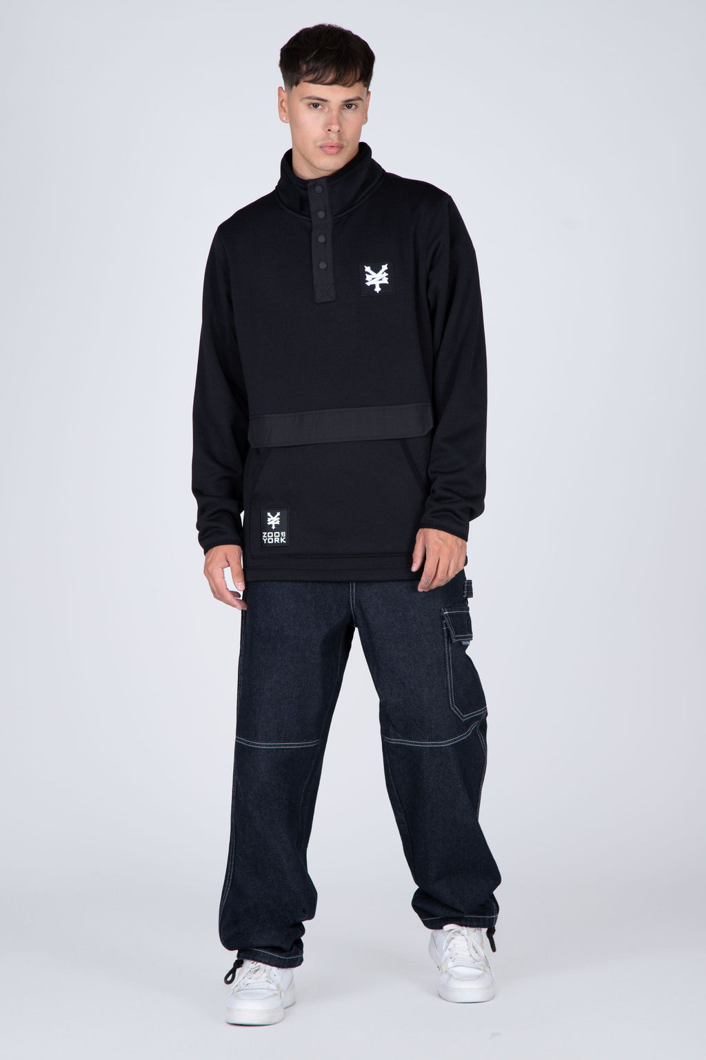 Poleron Half Zip Elementary Negro Zoo York
