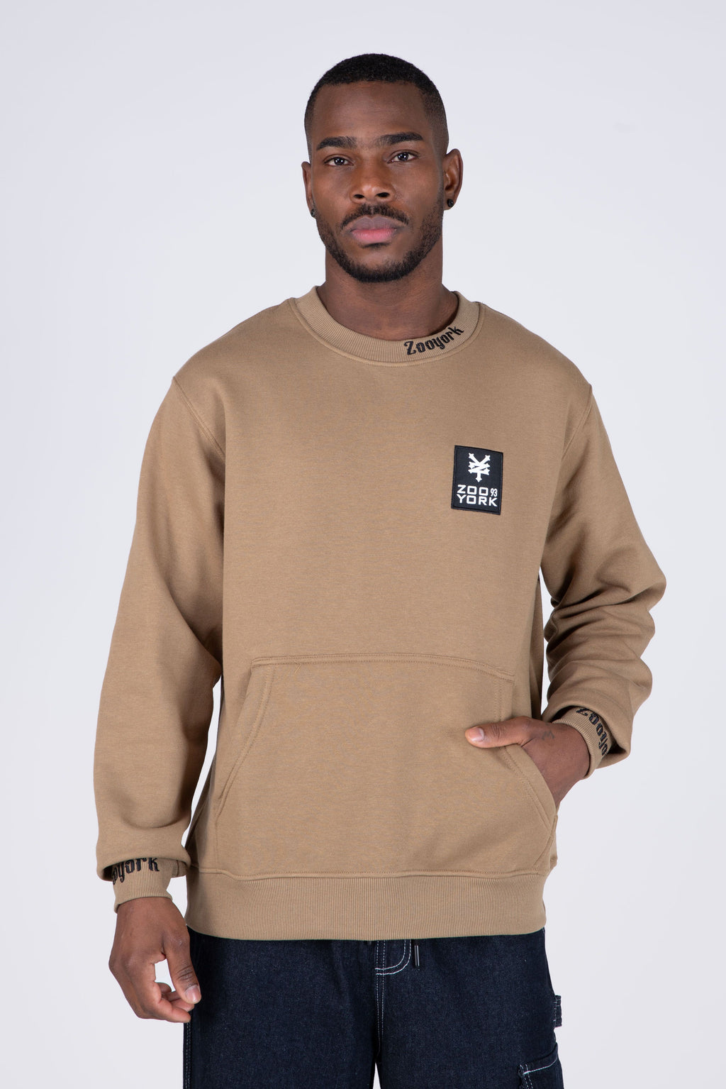 Poleron Crew Neck Destroy Beige Zoo York