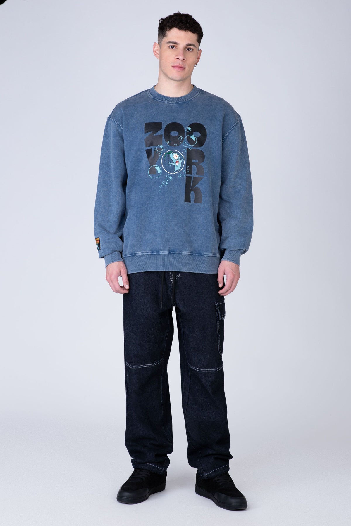 Poleron Crew Neck Plankton Bob Esponja Drop Evil Azul Zoo York