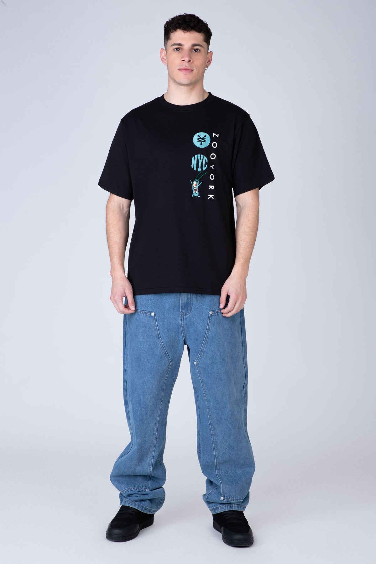 Polera Manga Corta Plankton Bob Esponja Formula Thief Negro Zoo York