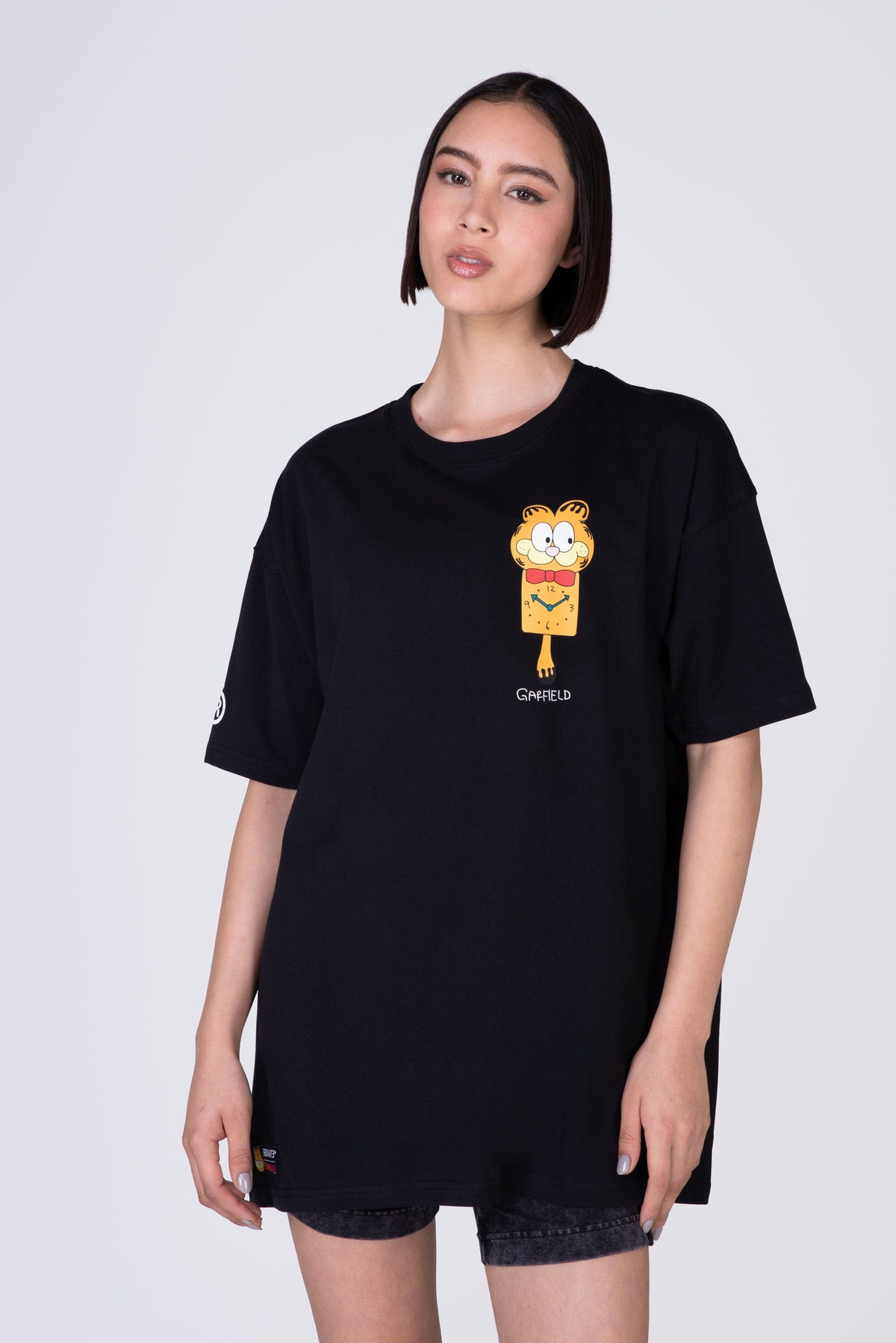 Polera Manga Corta Garfield O'Clock Negro ERRANTE