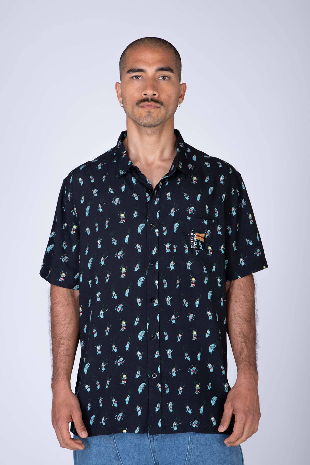 Camisa Manga Corta Plankton Bob Esponja Tiny Tyrant Negro Zoo York