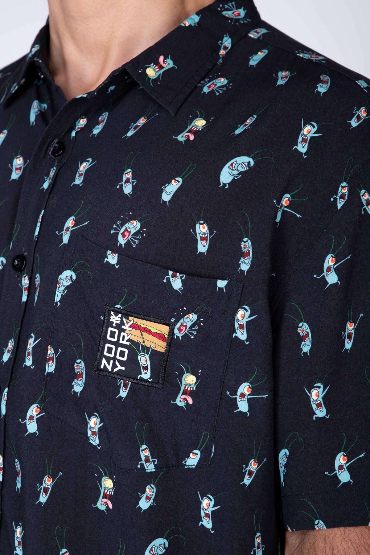 Camisa Manga Corta Plankton Bob Esponja Tiny Tyrant Negro Zoo York