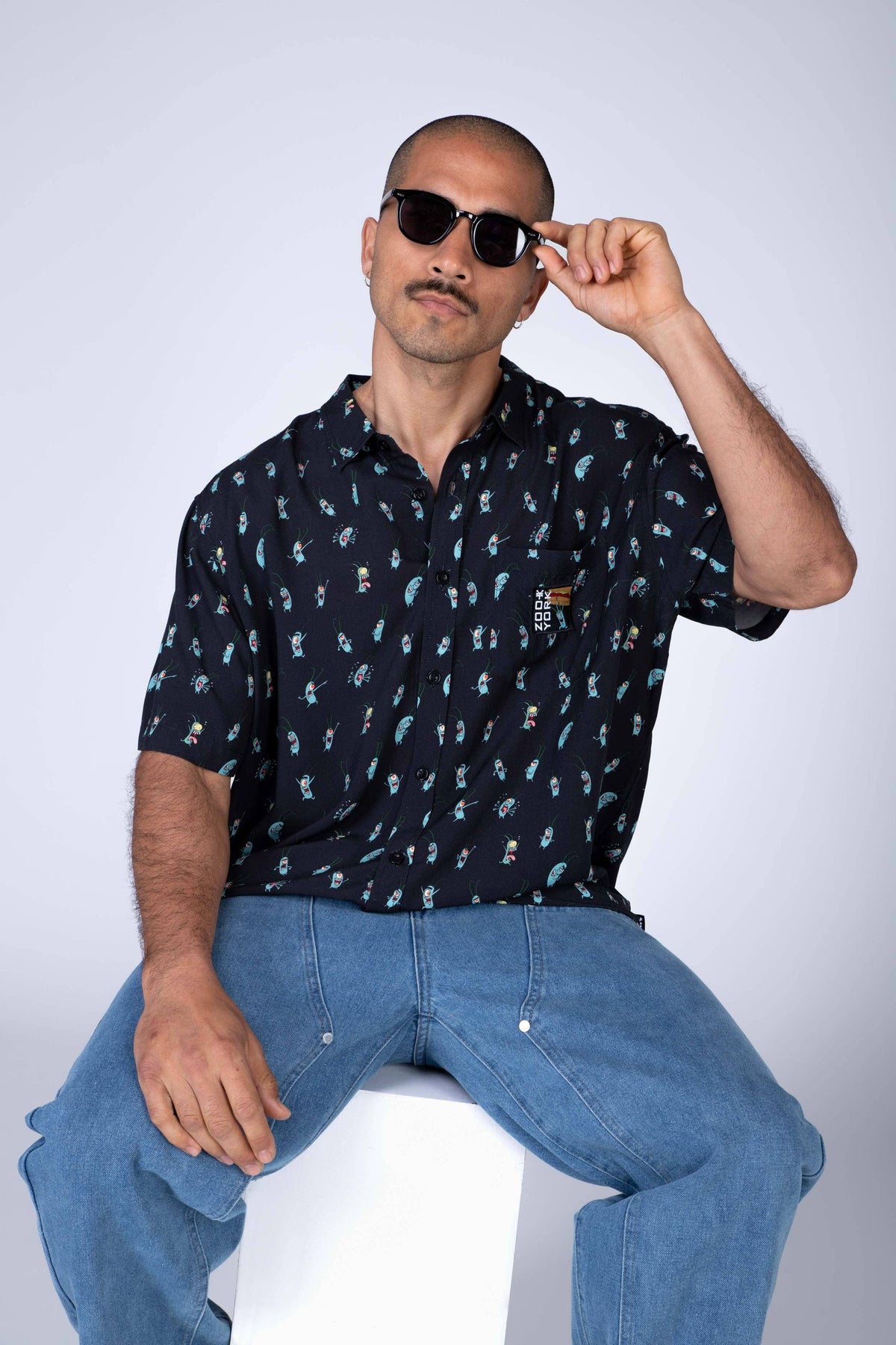 Camisa Manga Corta Plankton Bob Esponja Tiny Tyrant Negro Zoo York