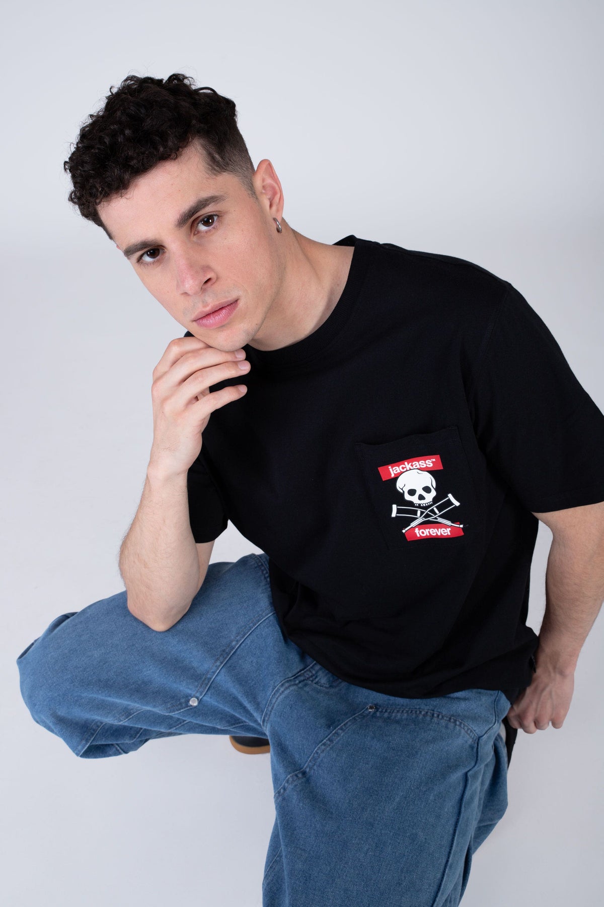 Polera Manga Corta Jackass Riot Negro Zoo York