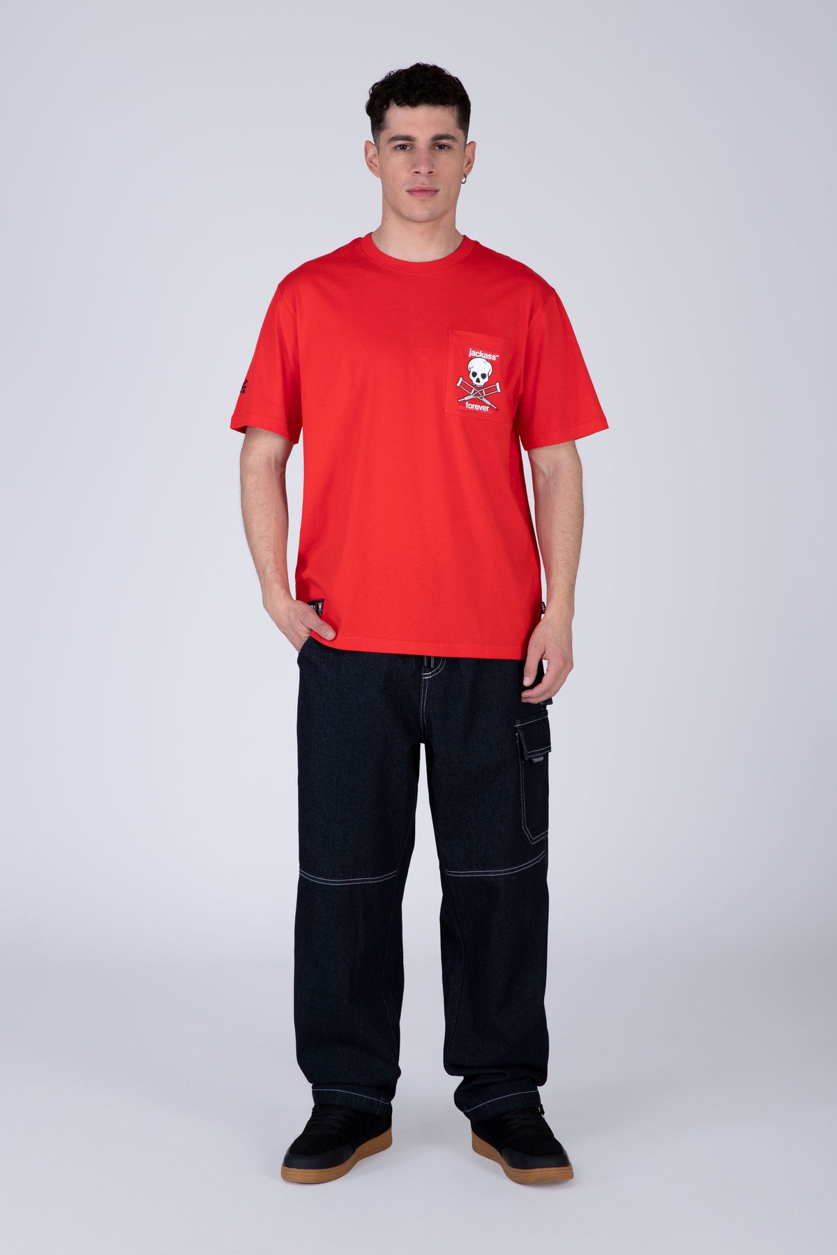Polera Manga Corta Jackass Riot Rojo Zoo York