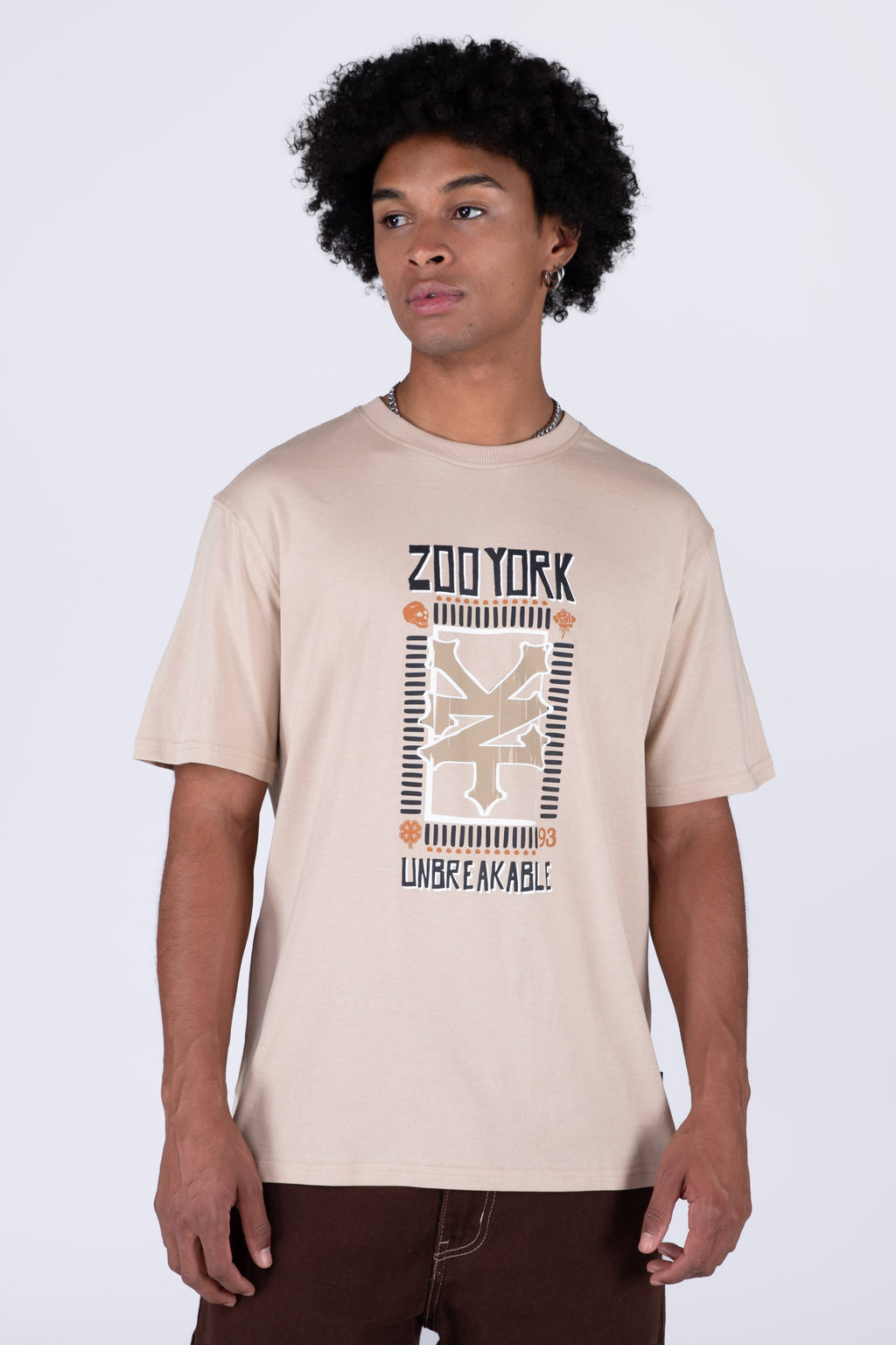 Polera Manga Corta Greca Café Bronce Zoo York