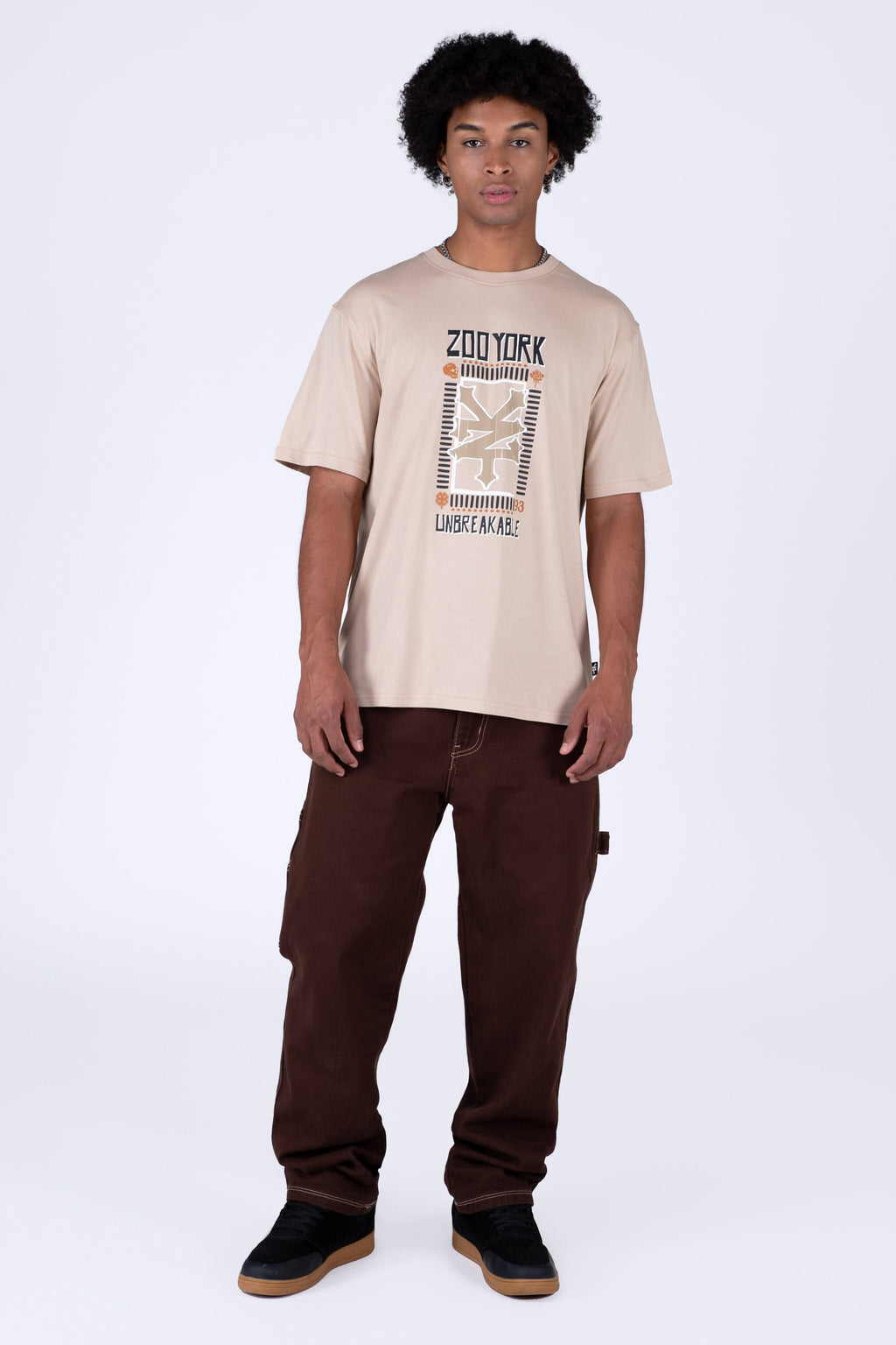 Polera Manga Corta Greca Café Bronce Zoo York