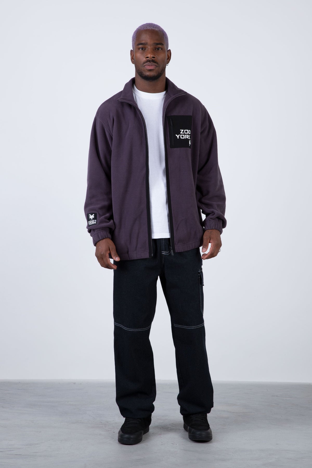 Poleron Zip Polarrevo Morado Zoo York