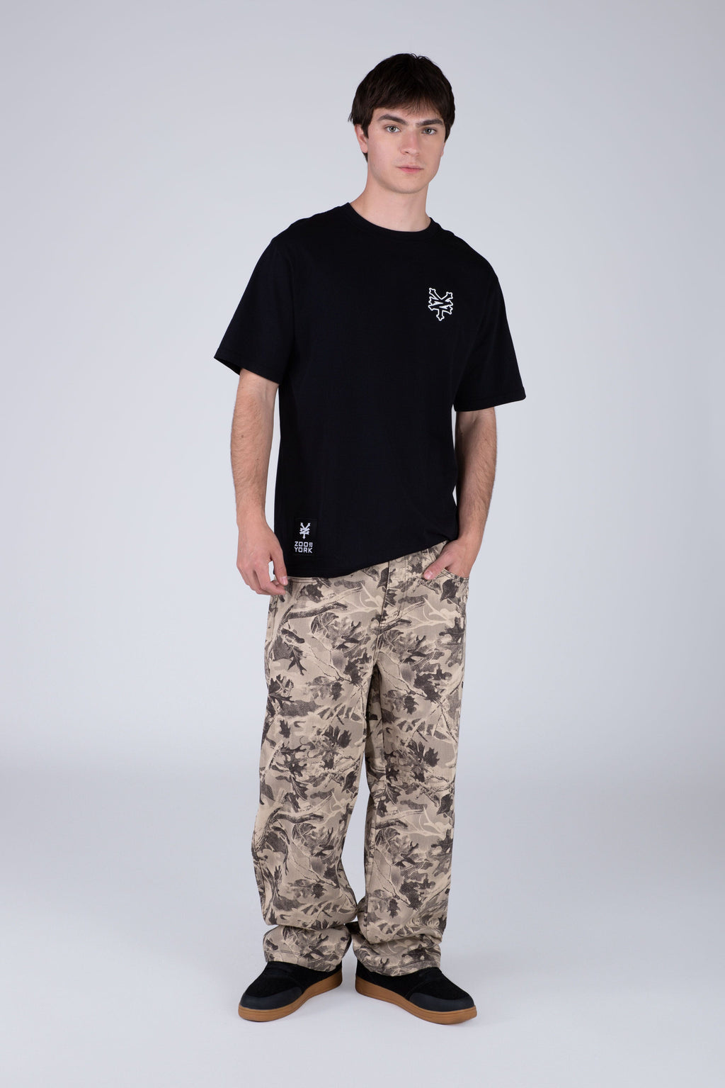 Polera Manga Corta Original Double Negro Zoo York