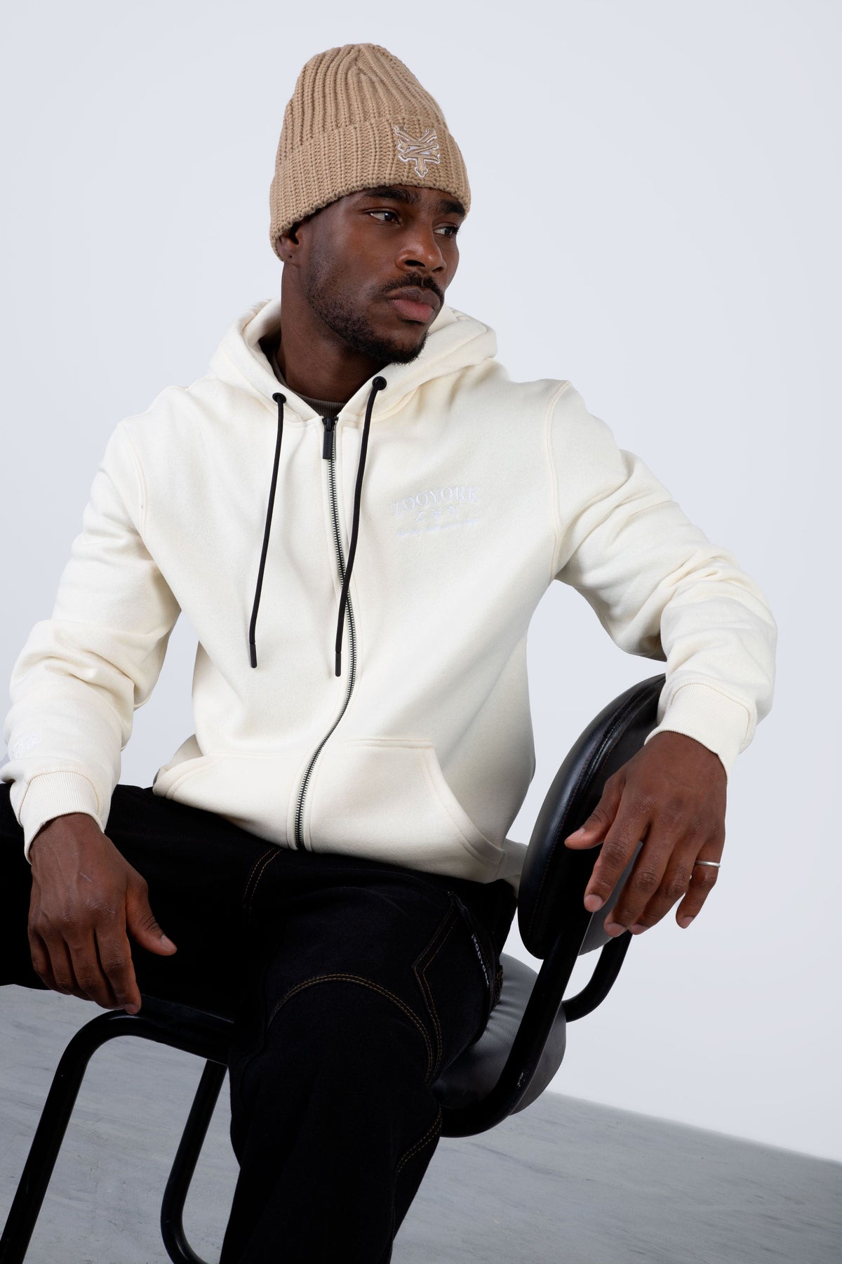 Poleron Zip Budget Beige Zoo York