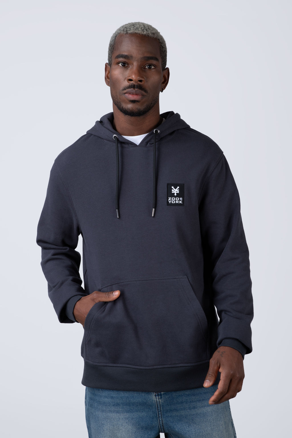 Poleron Con Gorro Minimal Gris