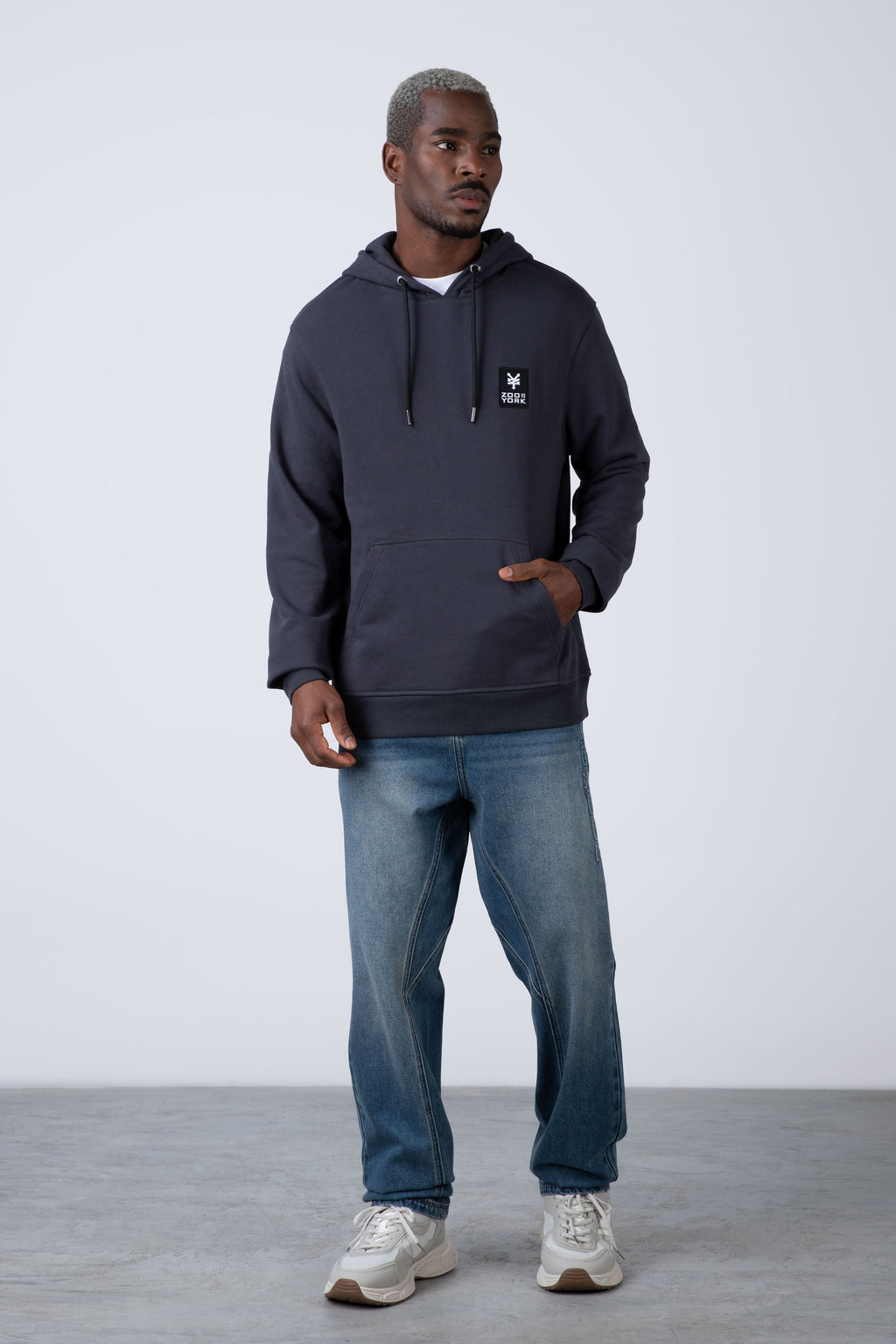 Poleron Con Gorro Minimal Gris