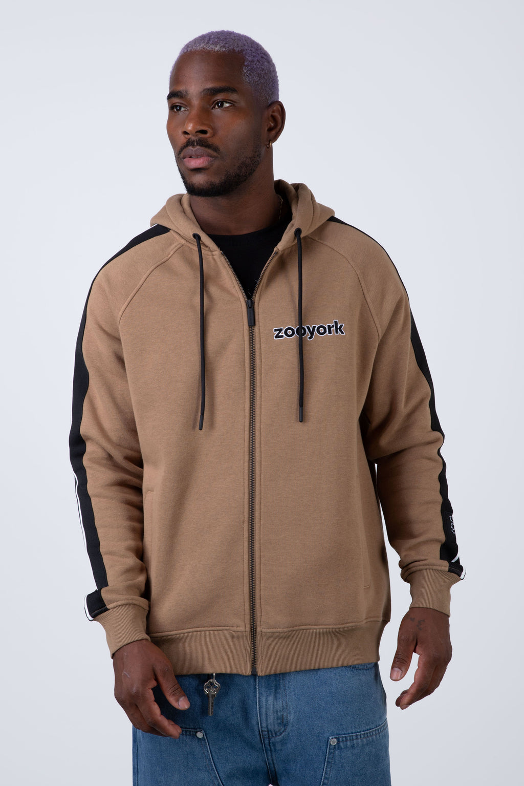 Poleron Zip Style Beige Oscuro Zoo York