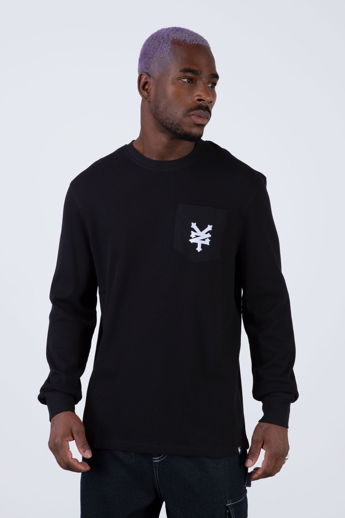 Polera Manga Larga Waffle Tech Negro Zoo York