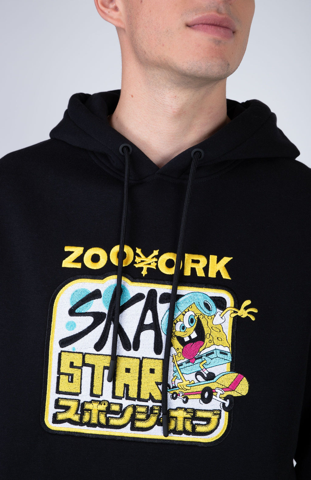 Poleron Hood Bob Esponja Boardtag Negro Zoo York