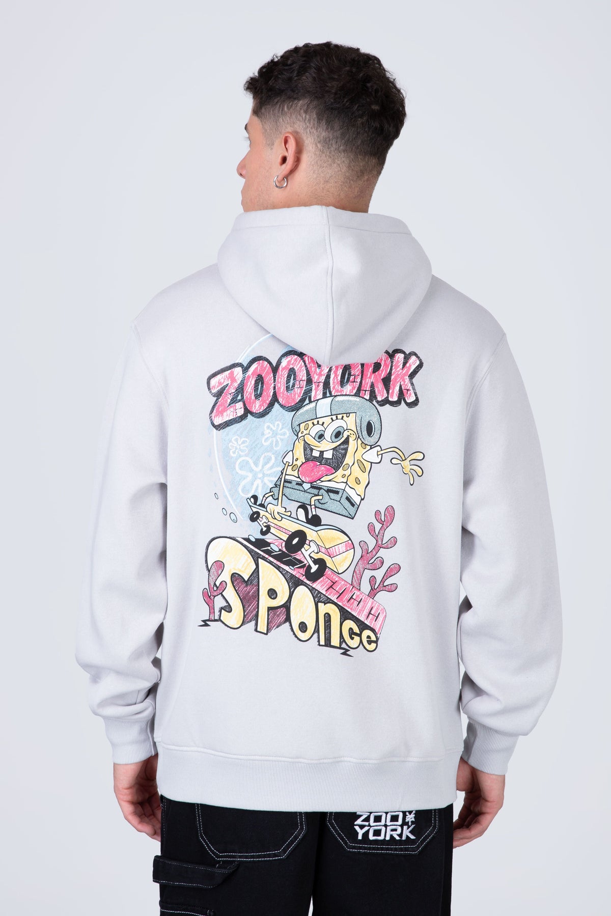 Poleron Hood Bob Esponja Happywheels Gris Zoo York