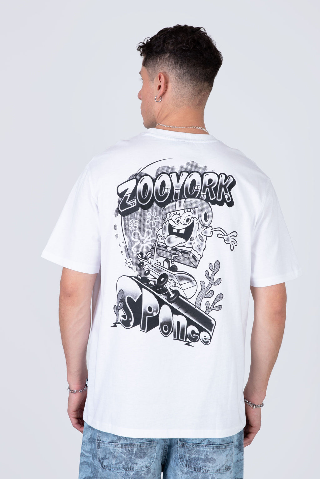 Polera Manga Corta Bob Esponja Spongeflip Blanco Zoo York