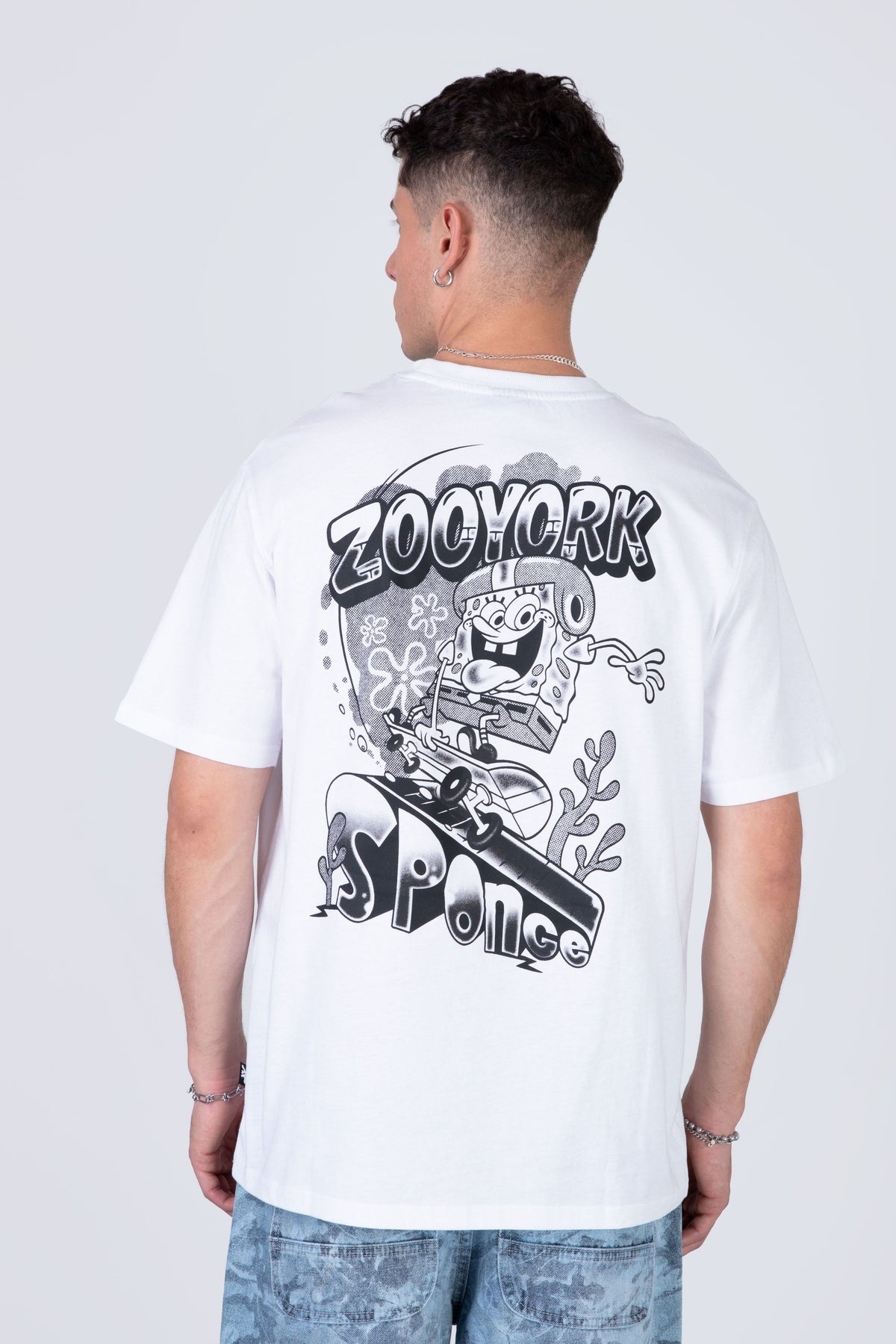 Polera Manga Corta Bob Esponja Spongeflip Blanco Zoo York