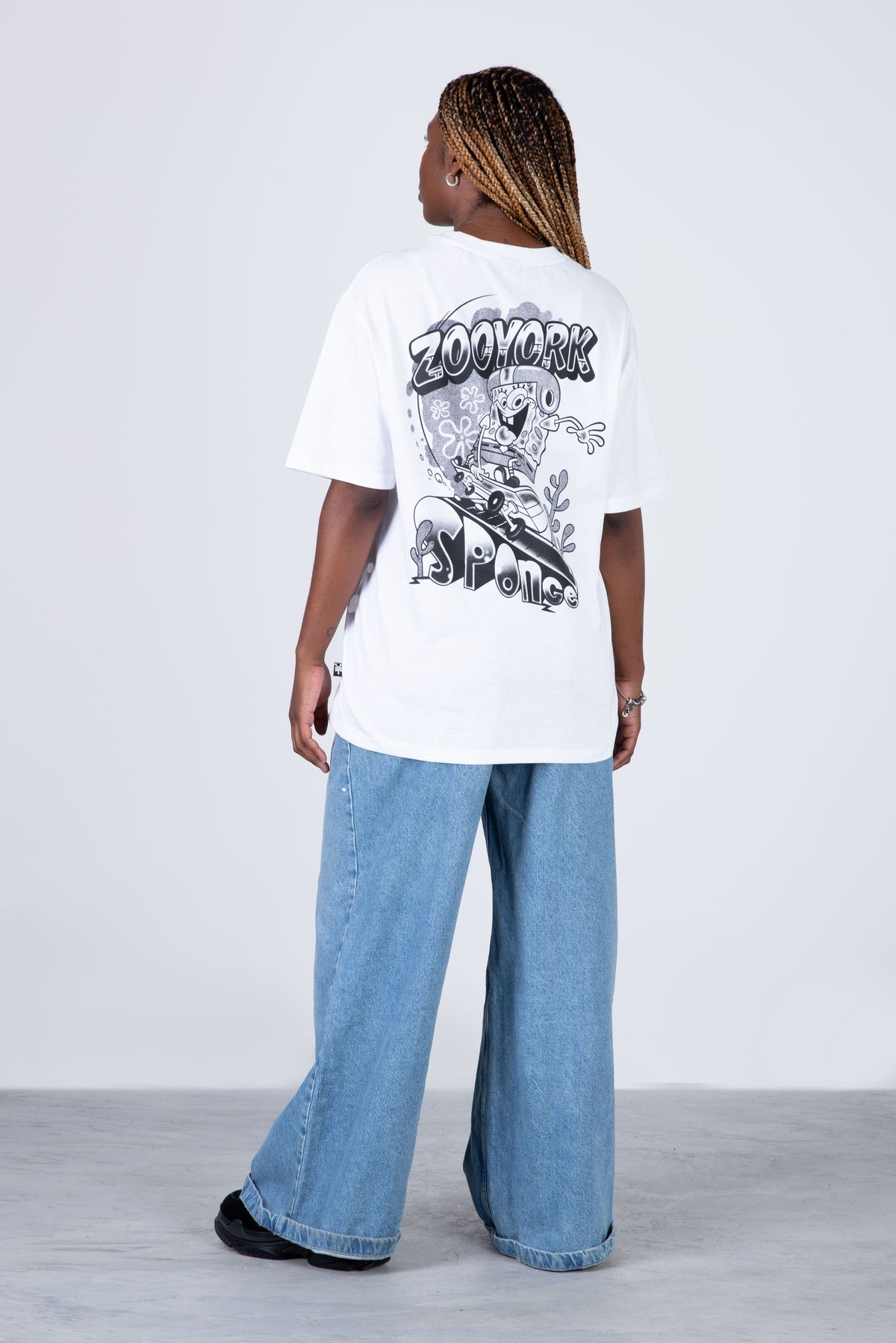 Polera Manga Corta Bob Esponja Spongeflip Blanco Zoo York