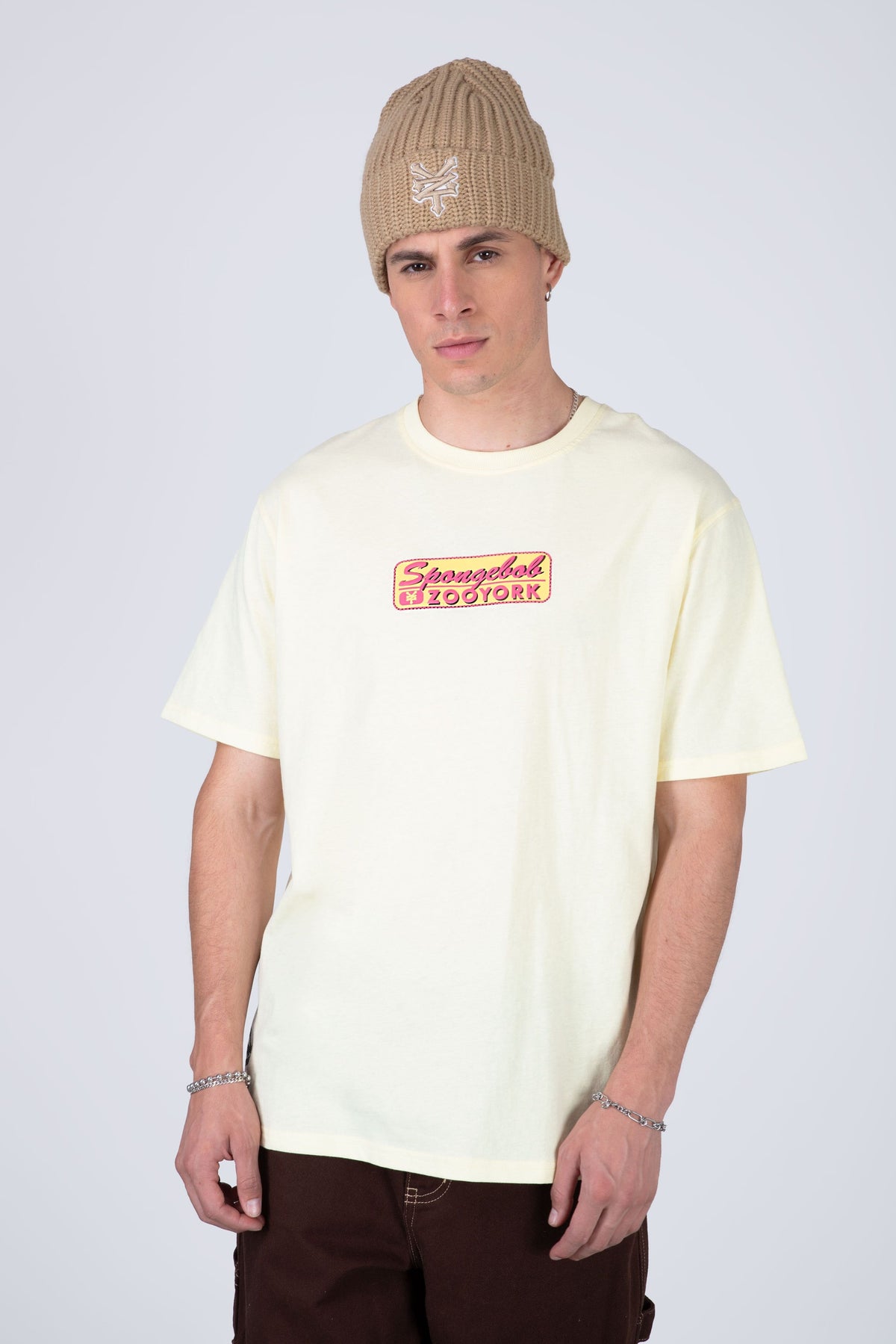 Polera Manga Corta Bob Esponja Fun Drop Amarillo Claro Zoo York