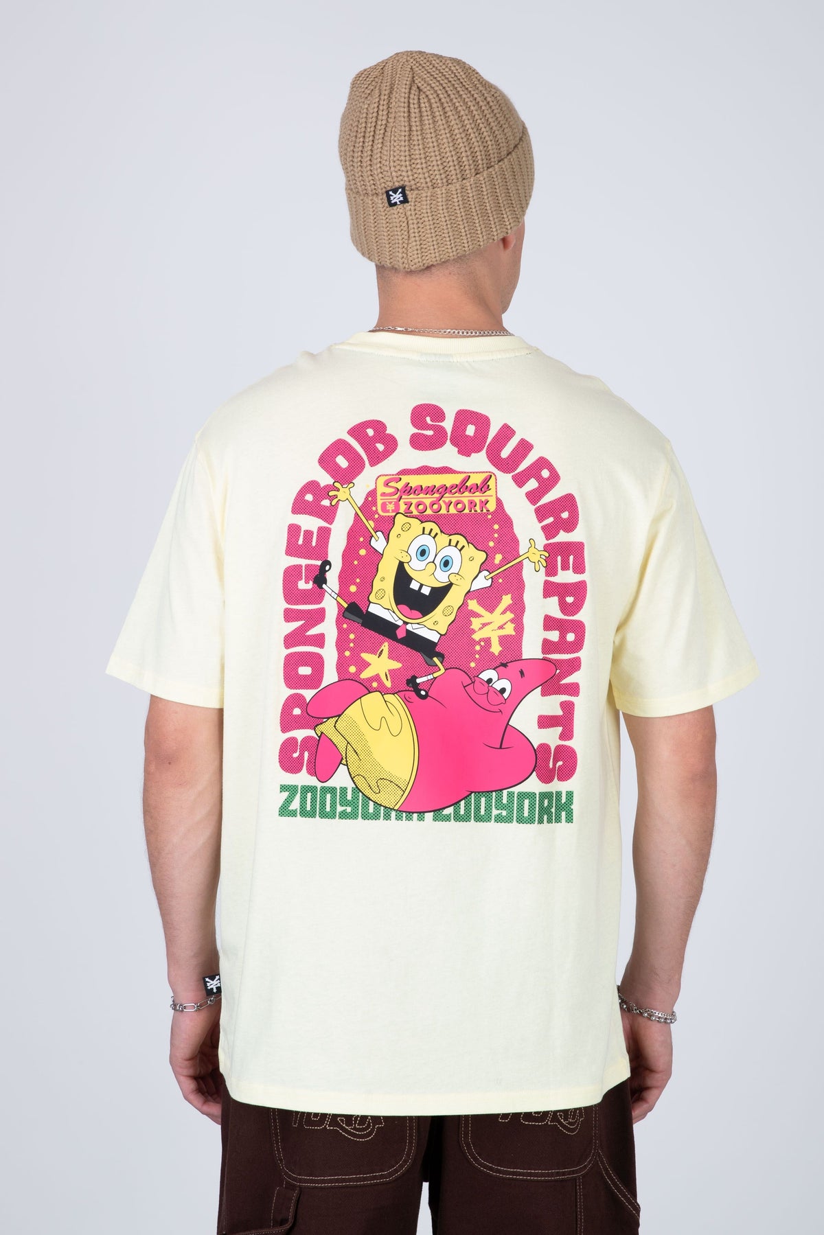 Polera Manga Corta Bob Esponja Fun Drop Amarillo Claro Zoo York