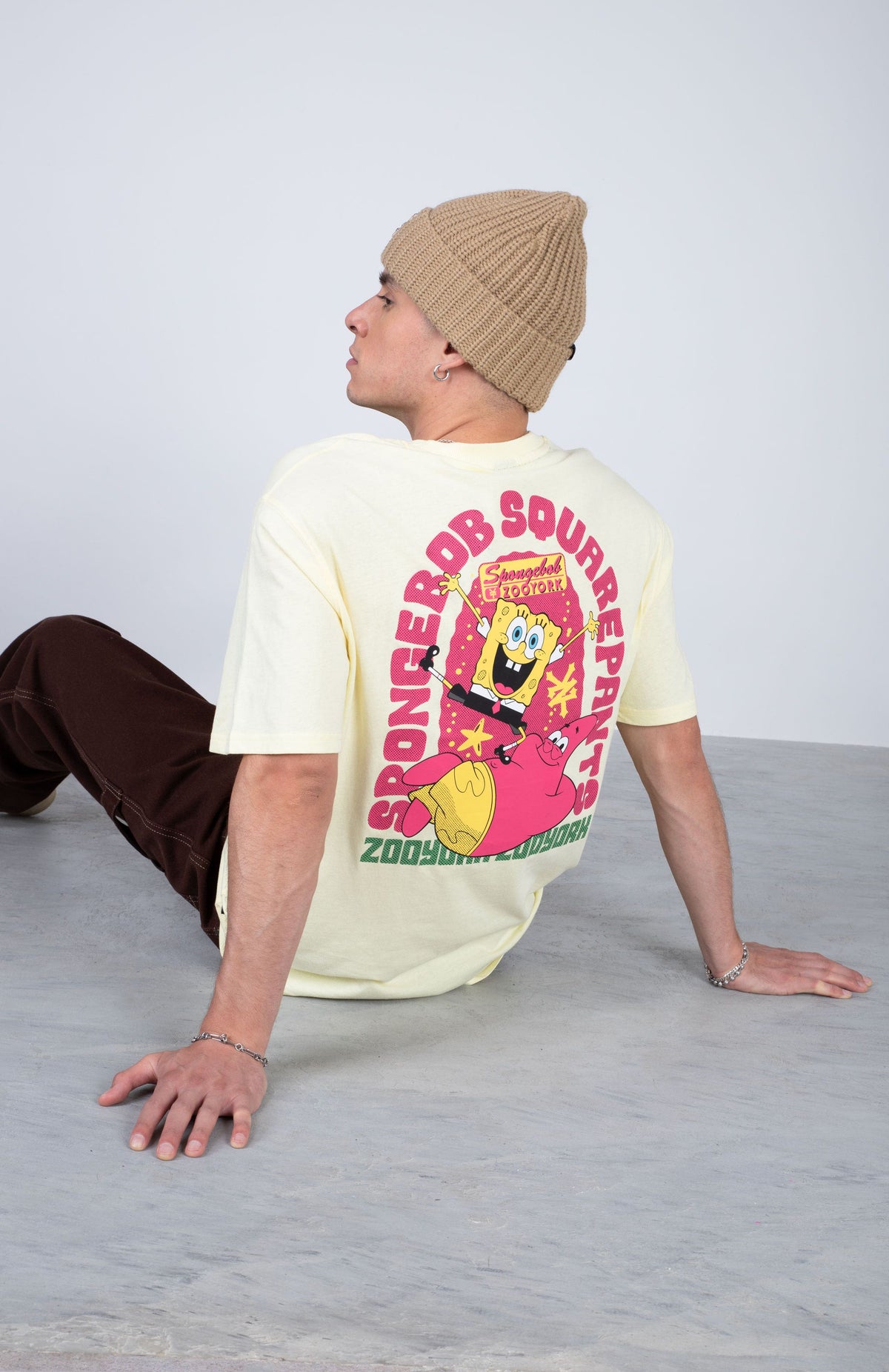 Polera Manga Corta Bob Esponja Fun Drop Amarillo Claro Zoo York