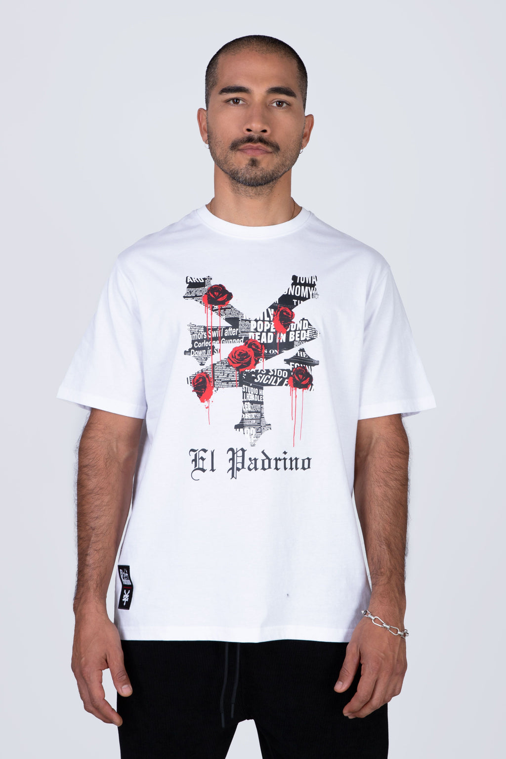 Polera Manga Corta El Padrino Roses Blanco Zoo York