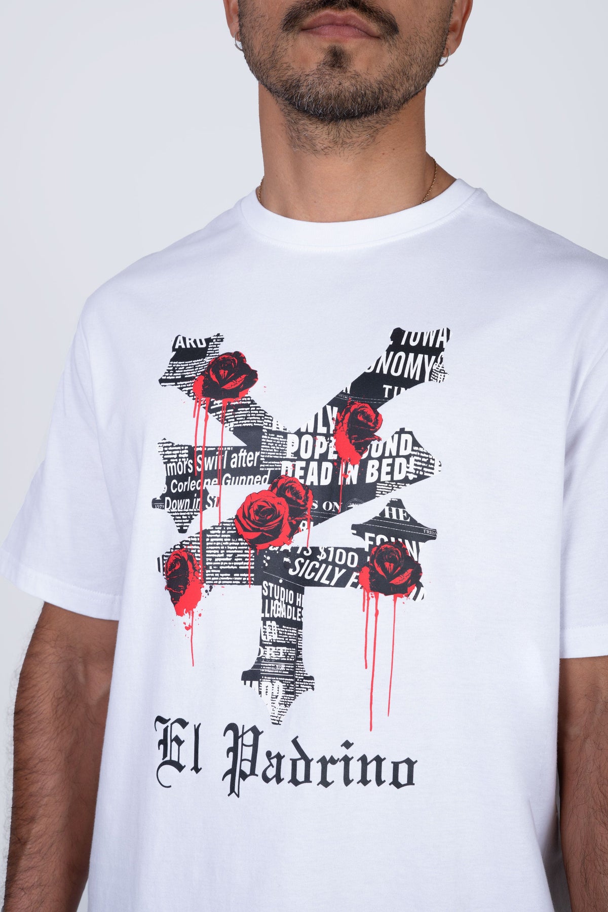 Polera Manga Corta El Padrino Roses Blanco Zoo York