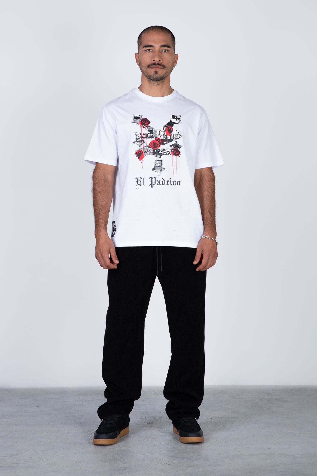 Polera Manga Corta El Padrino Roses Blanco Zoo York