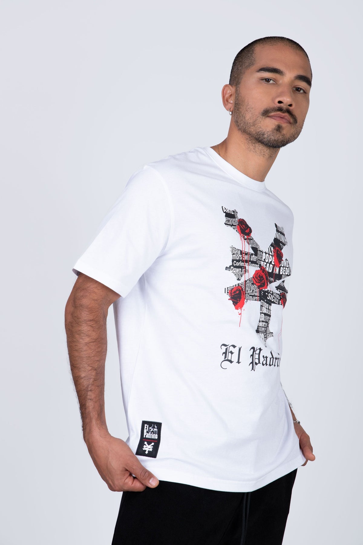Polera Manga Corta El Padrino Roses Blanco Zoo York