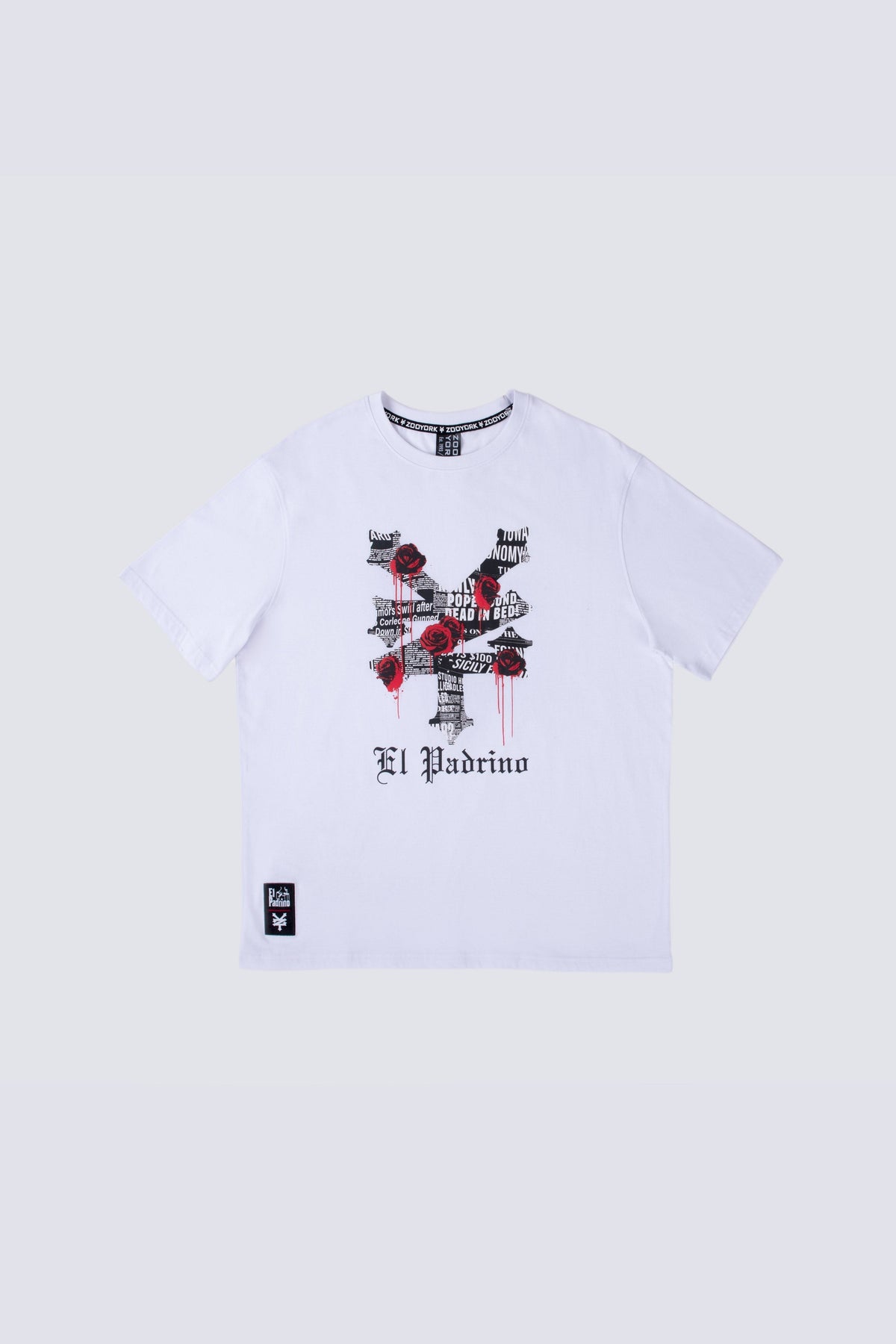 Polera Manga Corta El Padrino Roses Blanco Zoo York