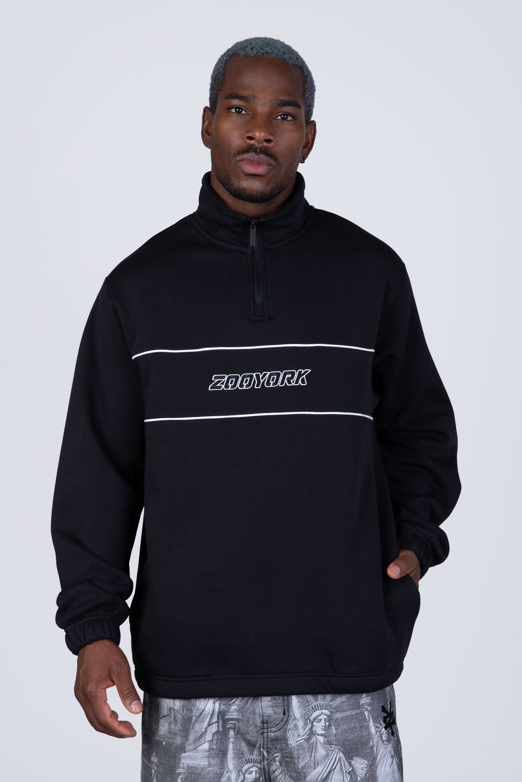 Poleron Half Zip Coreline Negro Zoo York