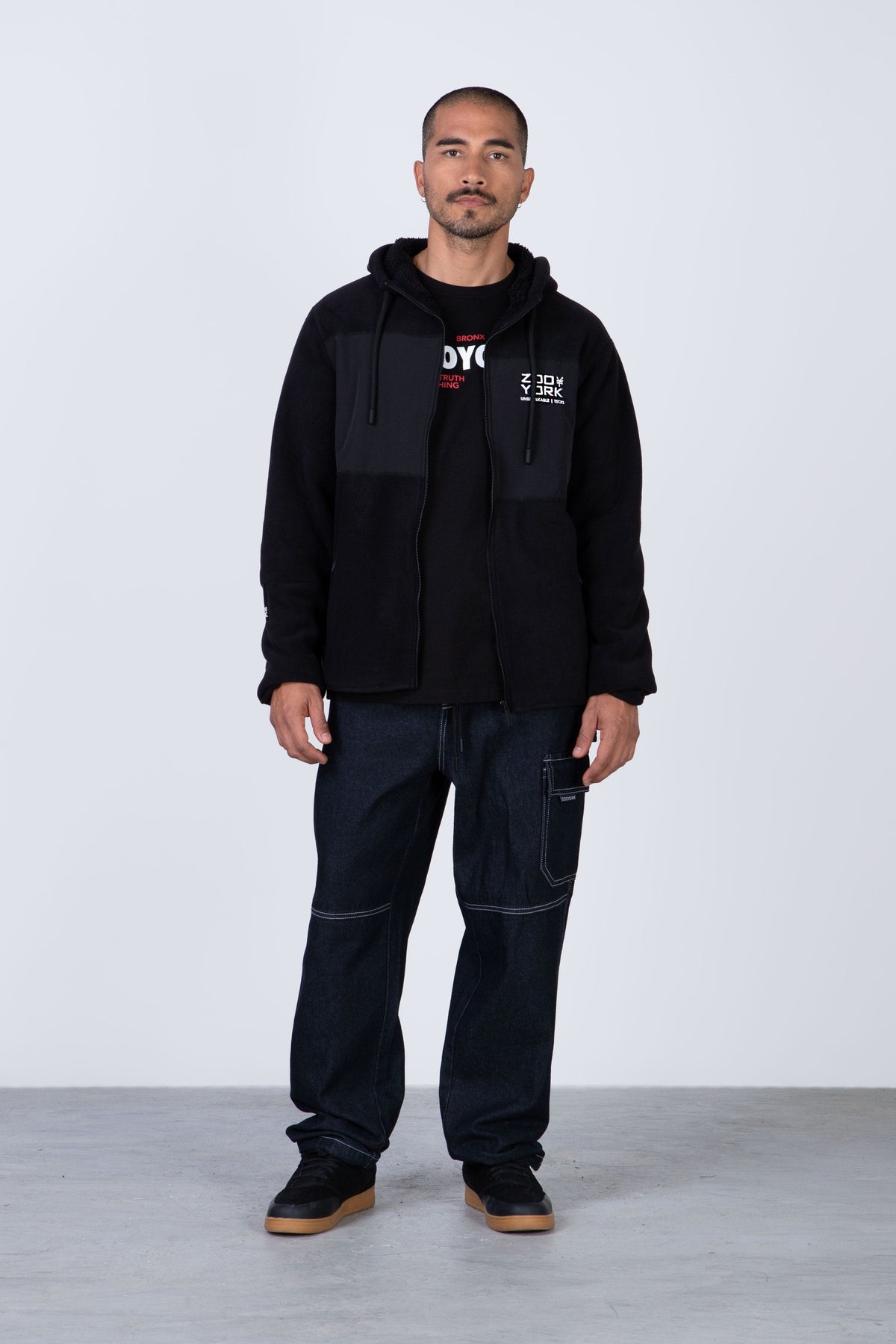 Poleron Polar Zip Furry Negro Zoo York