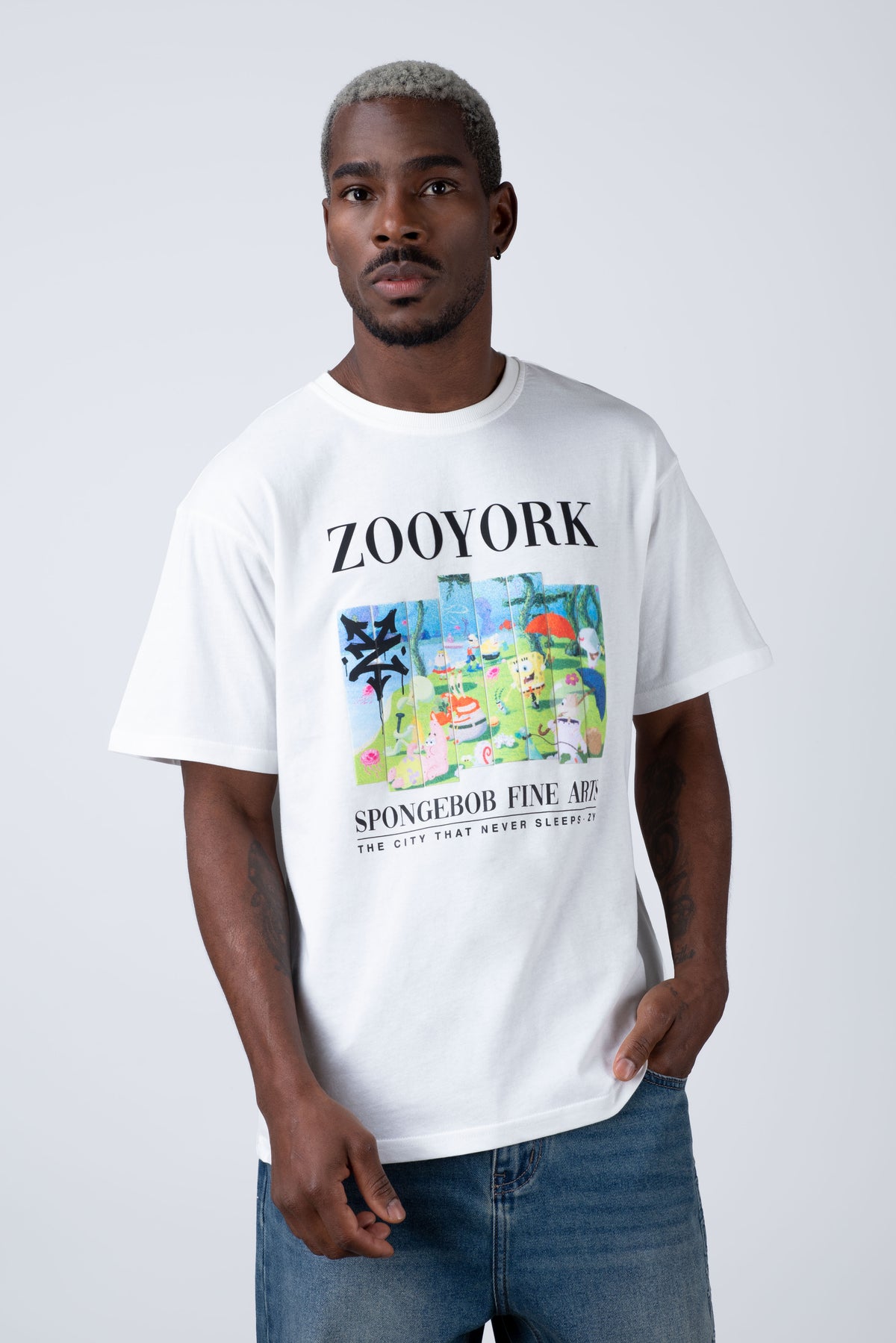 Polera Manga Corta Bob Esponja Masterpiece Beige
