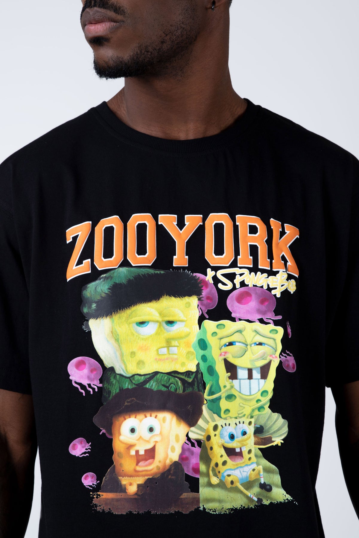 Polera Manga Corta Bob Esponja Artmasters Negro
