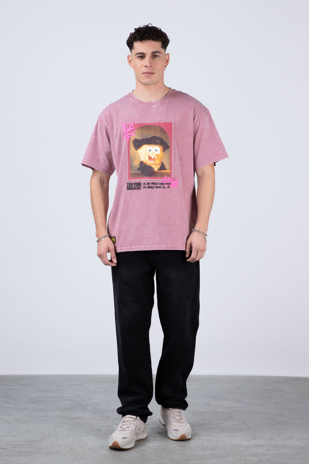 Polera Manga Corta Bob Esponja Rembrandt Rosado