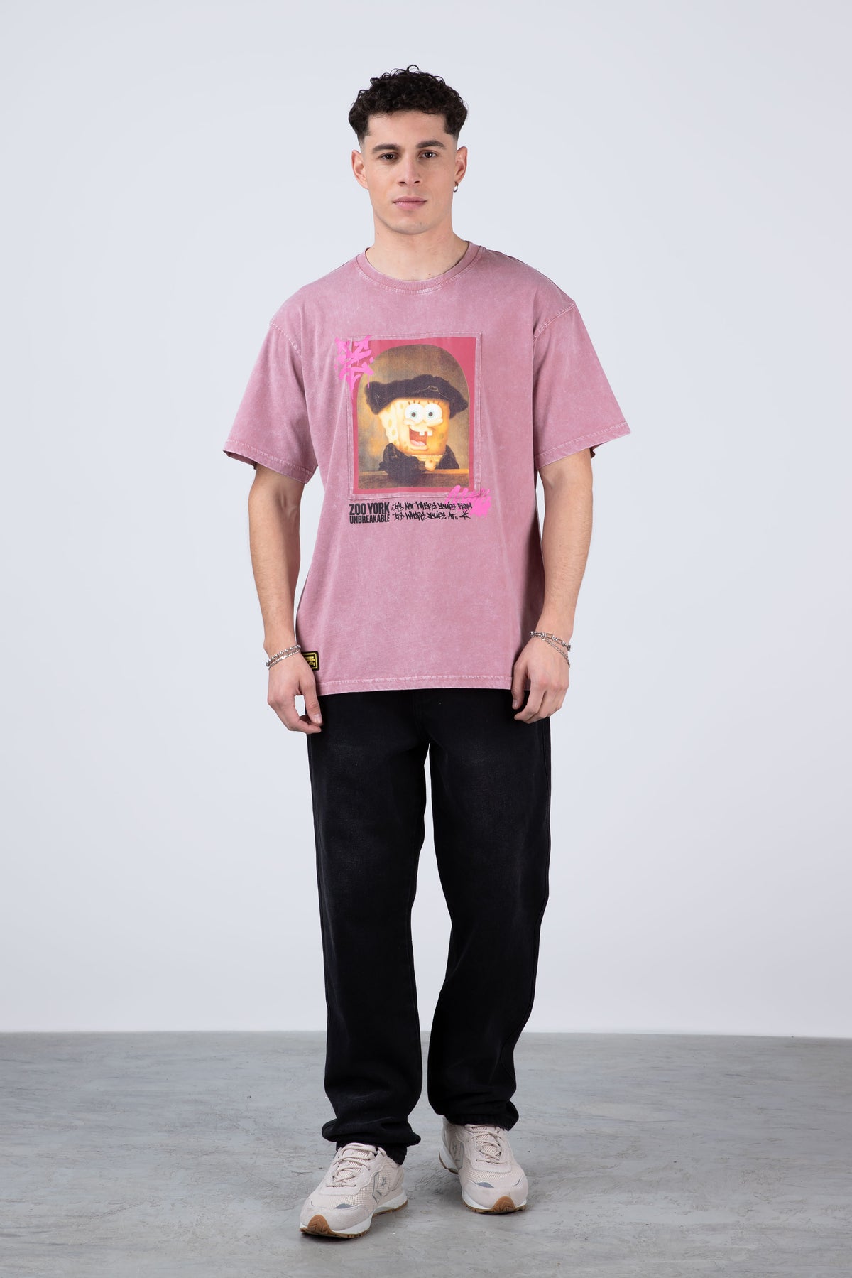 Polera Manga Corta Bob Esponja Rembrandt Rosado
