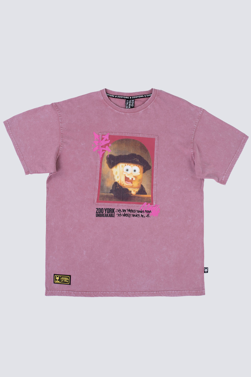 Polera Manga Corta Bob Esponja Rembrandt Rosado