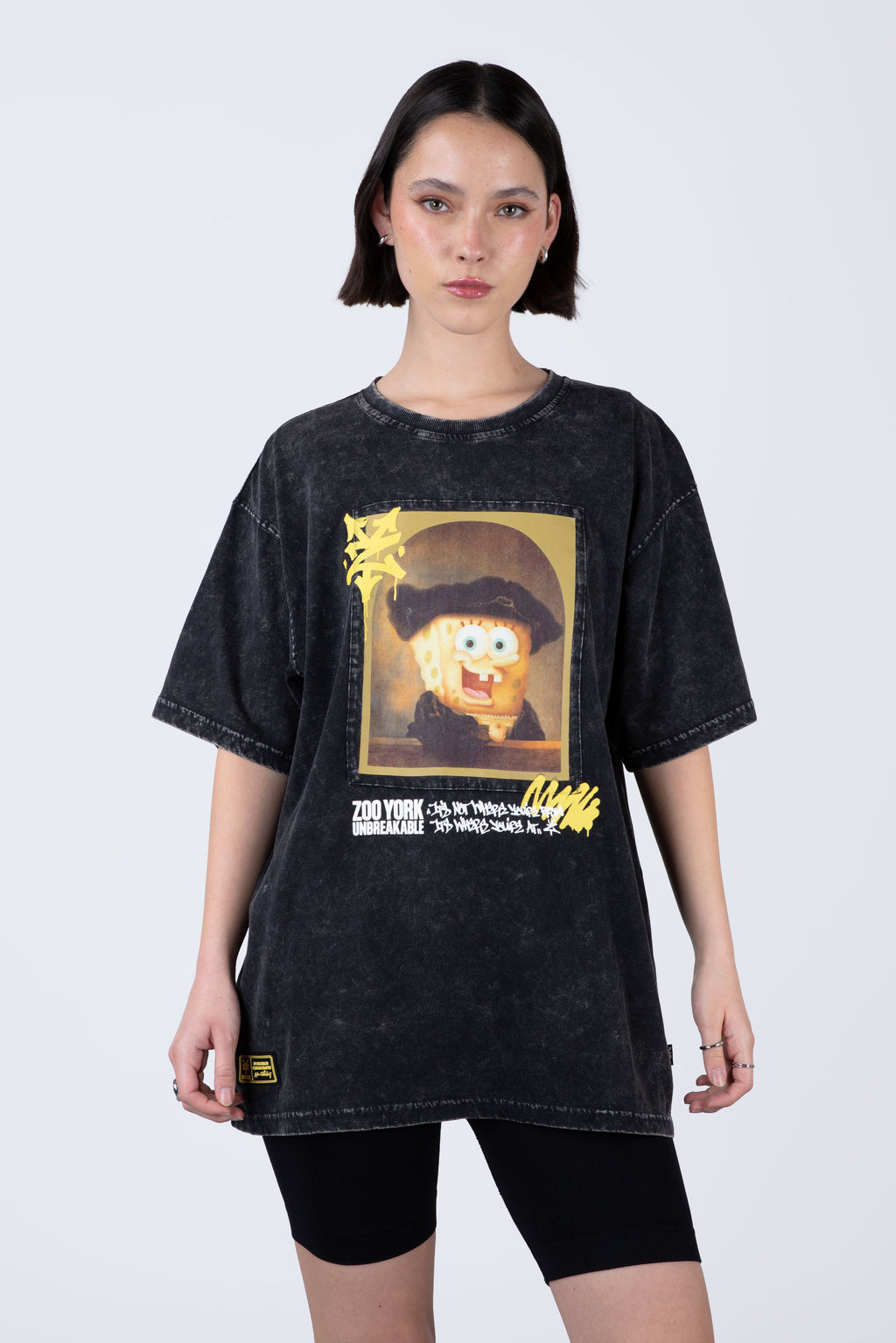 Polera Manga Corta Bob Esponja Rembrandt Gris