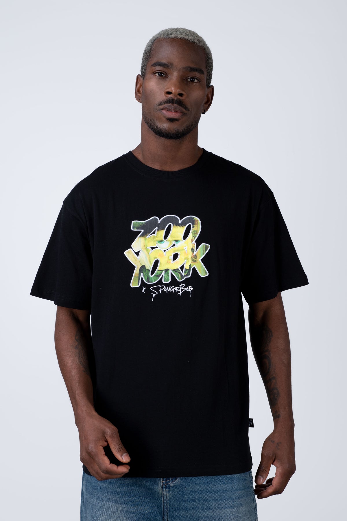 Polera Manga Corta Bob Esponja Finearts Negro