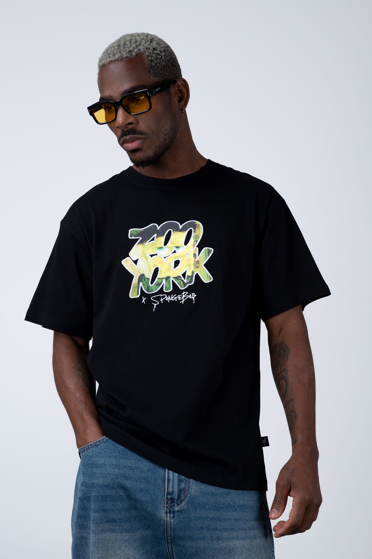 Polera Manga Corta Bob Esponja Finearts Negro