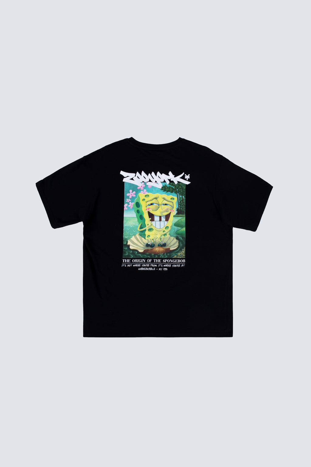 Polera Manga Corta Bob Esponja Botticelli Negro