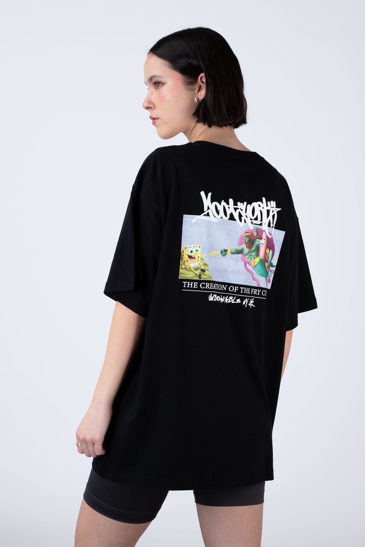 Polera Manga Corta Bob Esponja Remix Negro